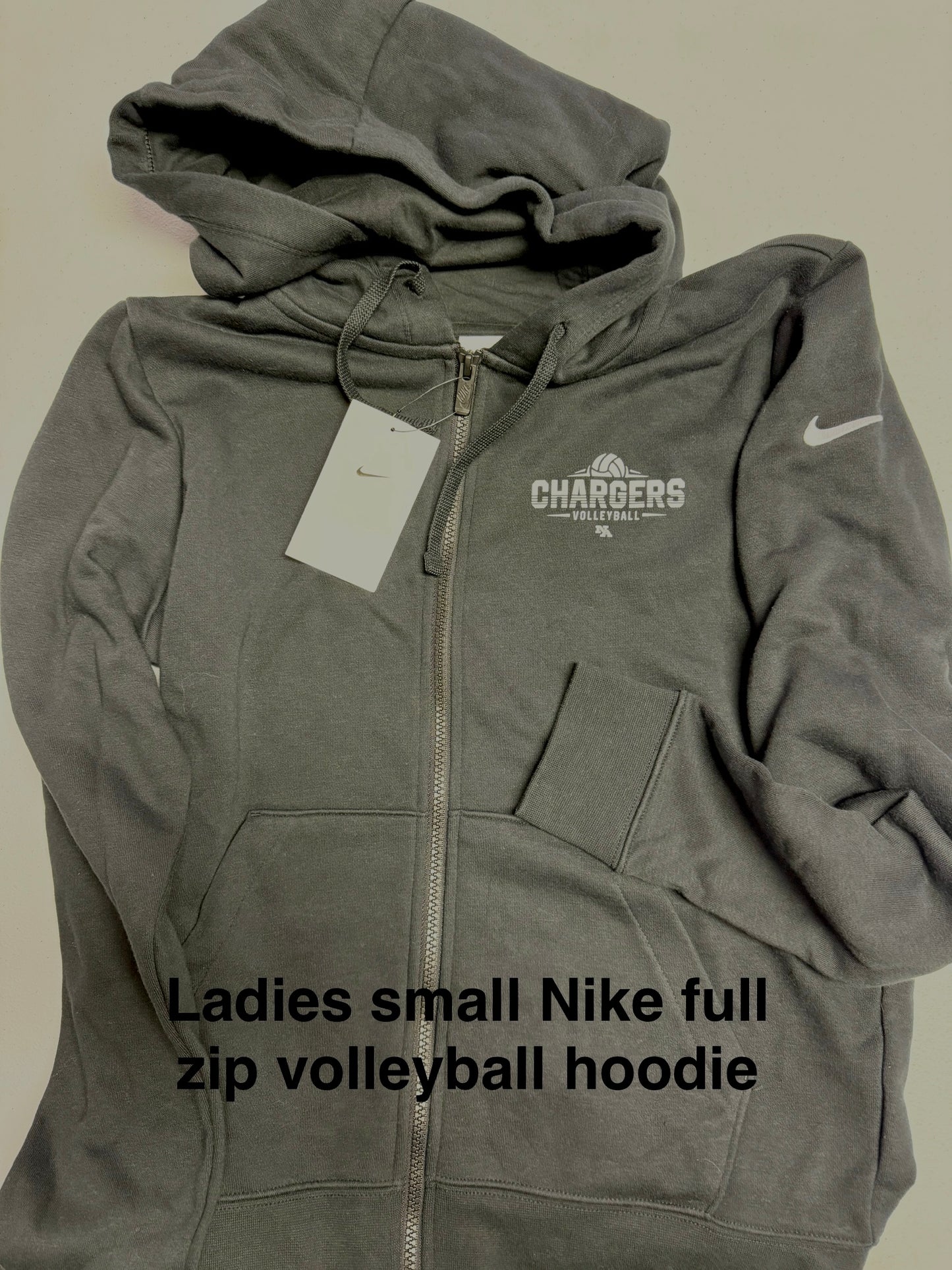 *40% OFF at Checkout* Ladies Full Zip Black Volleyball Hoodie_Ladies Small_Fan Wear/Approved only for Vball Game Days