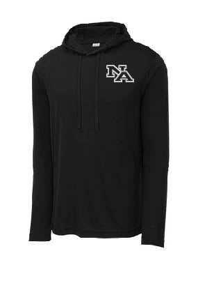 Sport-Tek ® PosiCharge ® Tri-Blend Wicking Long Sleeve Hooded tee - Black Triad Solid