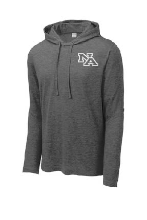 Sport-Tek ® PosiCharge ® Tri-Blend Wicking Long Sleeve Hooded tee - Dark Grey Heather