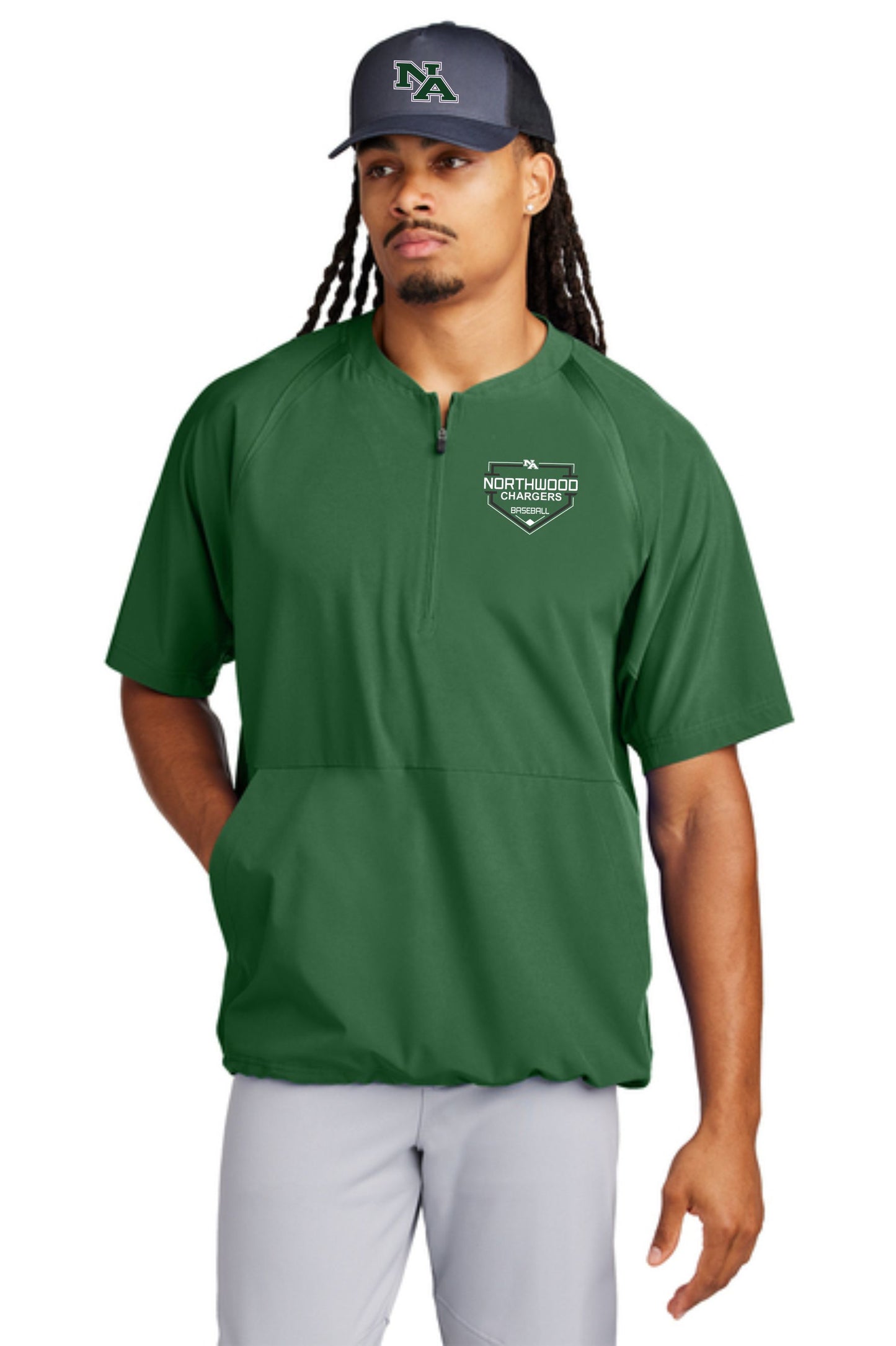 VARSITY ONLY-Baseball 1/2 zip short sleeve jacket