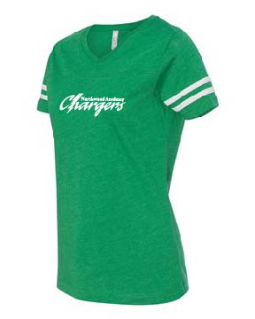 LAT - Women's Football V-Neck Fine Jersey Tee - Kelly/Purple