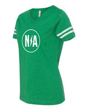 LAT - Women's Football V-Neck Fine Jersey Tee - Kelly/Purple