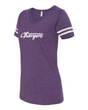 LAT - Women's Football V-Neck Fine Jersey Tee - Kelly/Purple