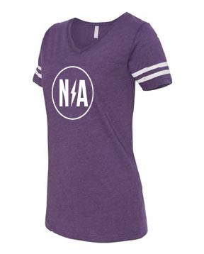 LAT - Women's Football V-Neck Fine Jersey Tee - Kelly/Purple
